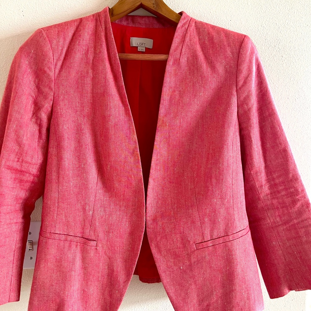 Coral linen Loft 3/4 sleeve blazer